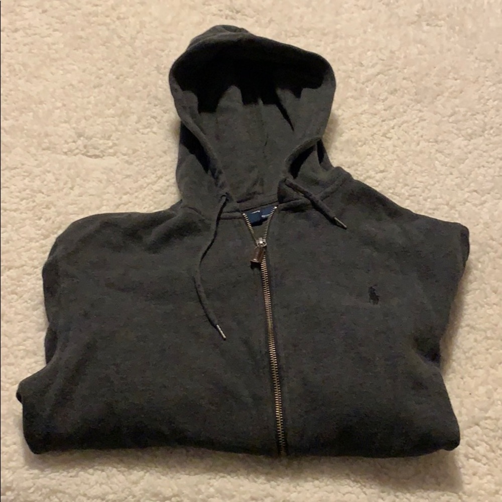 Polo Ralph Lauren Full Zip Hoodie Dark Gray Mens M